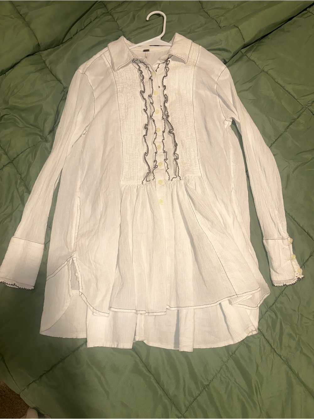 Free People Ivory Ruffled Pintuck Tunic - Picture 2 of 2